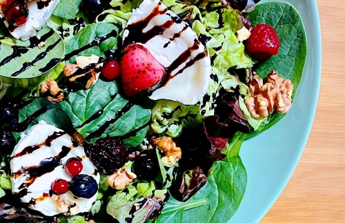 Goat Cheese Salad with Nuts & Dried Fruits
