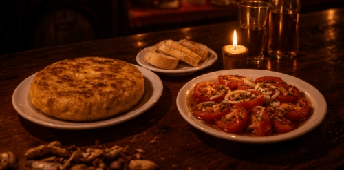 Onion Tortilla with Seasoned Tomatoes