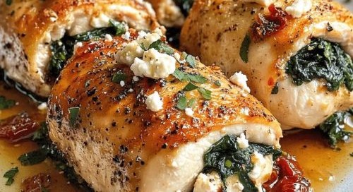 Spinach and Feta Chicken Rolls